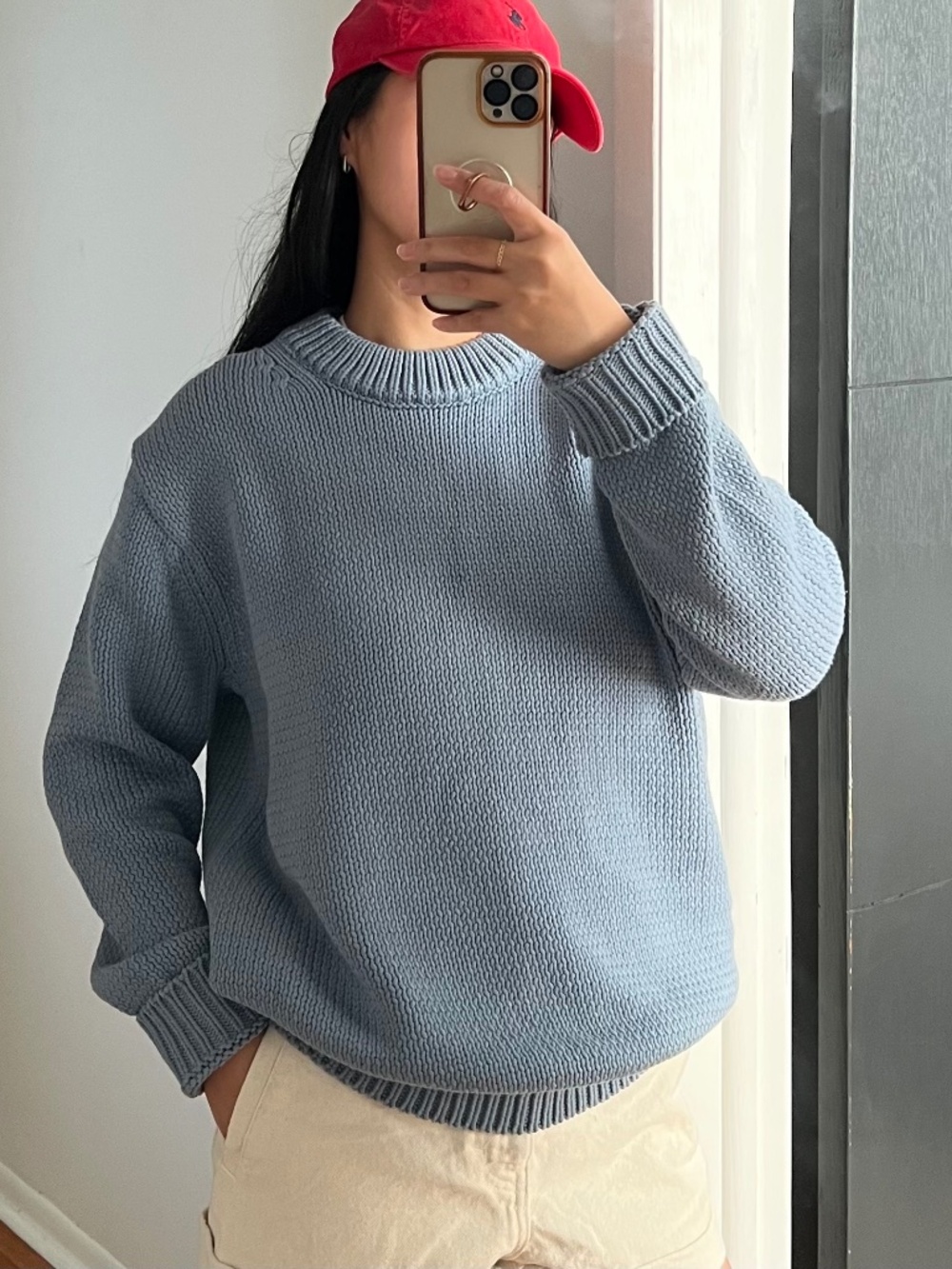 IRO Dusty Blue Chunky Knit Crewneck Sweater